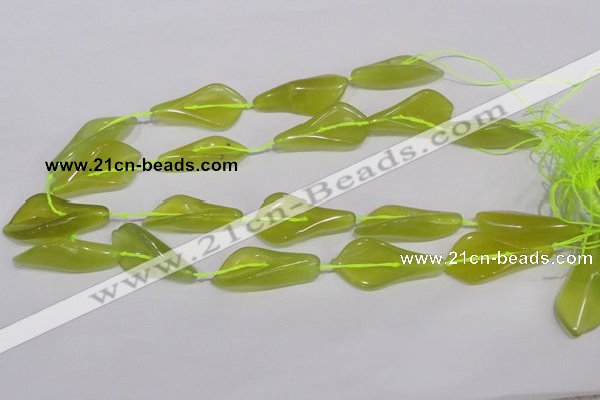 CFG02 15.5 inches 18*38mm carved trumpet flower korean jade beads