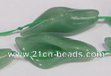 CFG03 15.5 inches 18*38mm carved flower green aventurine jade beads