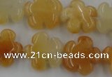 CFG1000 15.5 inches 16mm carved flower yellow jade beads