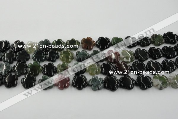 CFG1001 15.5 inches 16mm carved flower Indian Agate beads