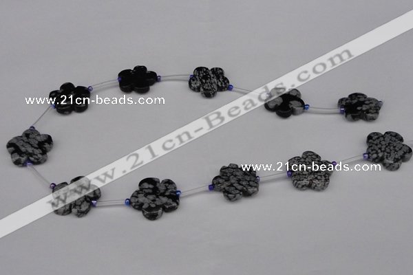 CFG1007 15.5 inches 20mm carved flower snowflake obsidian beads