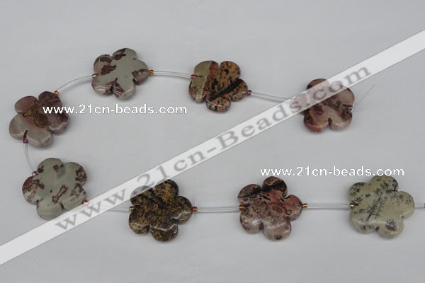CFG1010 15.5 inches 30mm carved flower artistic jasper beads
