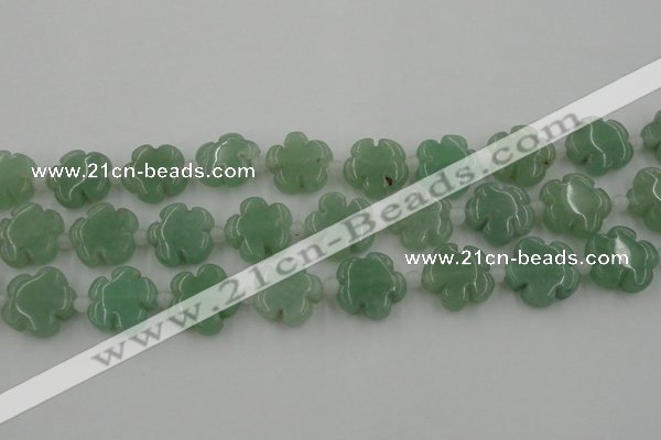 CFG1022 15.5 inches 16mm carved flower green aventurine beads