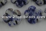 CFG1024 15.5 inches 16mm carved flower sodalite gemstone beads