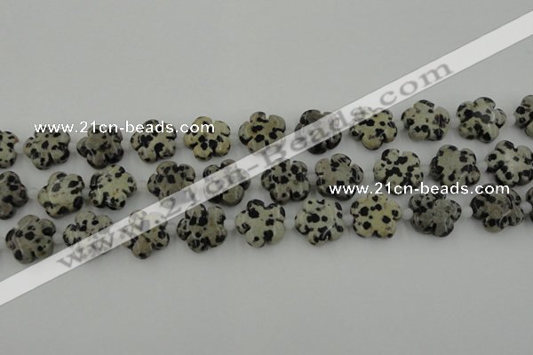 CFG1026 15.5 inches 16mm carved flower dalmatian jasper beads