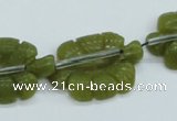 CFG11 15.5 inches 20*28mm carved leaf Korean jade beads