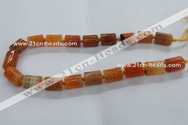 CFG1101 15.5 inches 15*20mm carved tube agate gemstone beads