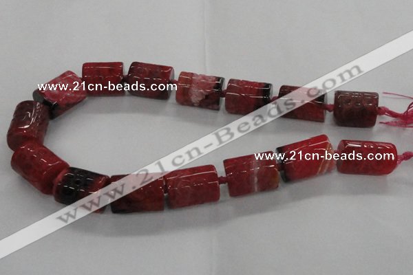 CFG1110 15.5 inches 17*22mm carved tube agate gemstone beads