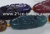 CFG1115 15.5 inches 12*35mm - 12*43mm carved rice agate beads