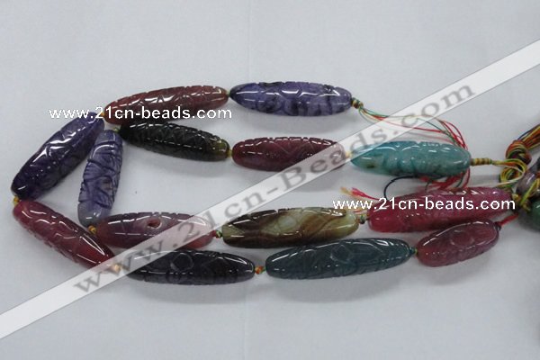 CFG1116 15.5 inches 13*50mm - 13*65mm carved rice agate beads