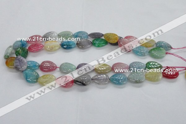 CFG1121 15.5 inches 15*20mm carved leaf agate gemstone beads