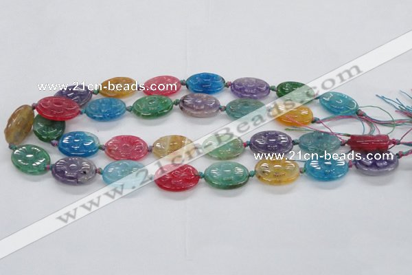 CFG1128 15.5 inches 18*25mm carved oval agate gemstone beads