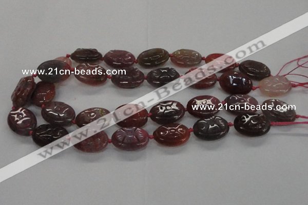 CFG1131 15.5 inches 18*25mm carved oval agate gemstone beads