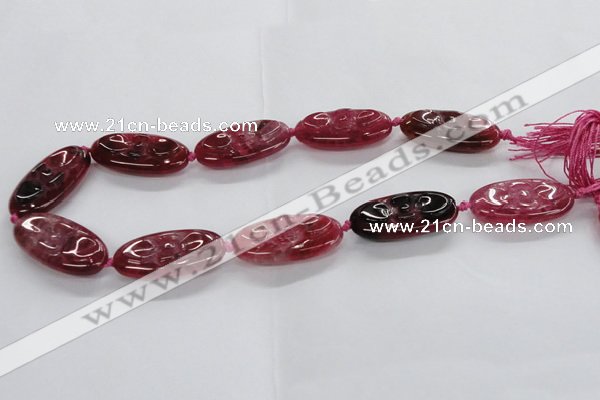 CFG1135 15.5 inches 20*40mm carved oval agate gemstone beads