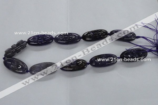 CFG1136 15.5 inches 20*40mm carved oval agate gemstone beads