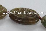 CFG1141 15.5 inches 25*40mm carved oval flower jade beads