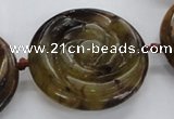 CFG1145 15.5 inches 45mm carved flower flower jade beads