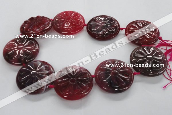 CFG1160 15.5 inches 45mm carved flower agate gemstone beads