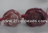 CFG1165 15.5 inches 25mm carved flower plated agate gemstone beads