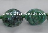 CFG1166 15.5 inches 25mm carved flower plated agate gemstone beads