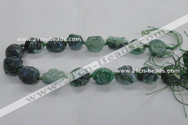 CFG1166 15.5 inches 25mm carved flower plated agate gemstone beads