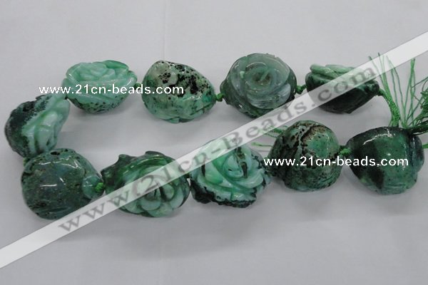 CFG1172 15.5 inches 35mm carved flower plated agate gemstone beads