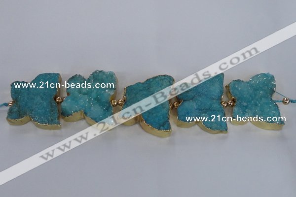 CFG1194 7.5 inches 40*45mm - 45*55mm butterfly druzy agate beads