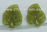 CFG12 15.5 inches 20*24mm carved leaf Korean jade beads