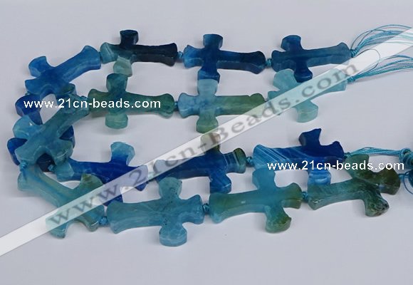 CFG1234 15.5 inches 32*45mm - 35*48mm cross dragon veins agate beads