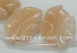 CFG14 15.5 inches 20*26mm carved leaf pink aventurine jade beads