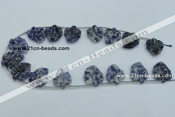 CFG15 15.5 inches 20*26mm carved leaf sodalite gemstone beads