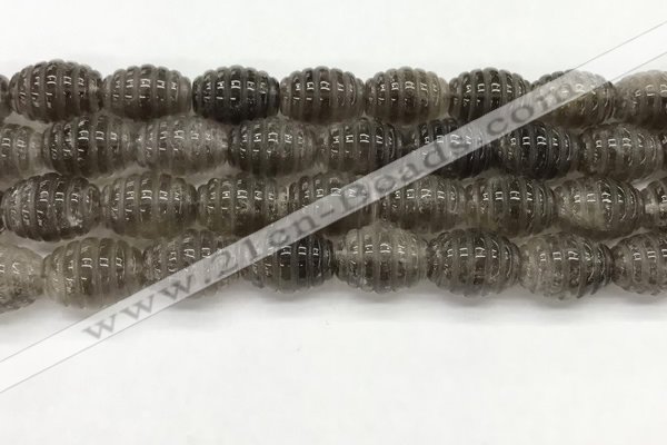 CFG1501 15.5 inches 15*20mm carved rice smoky quartz beads