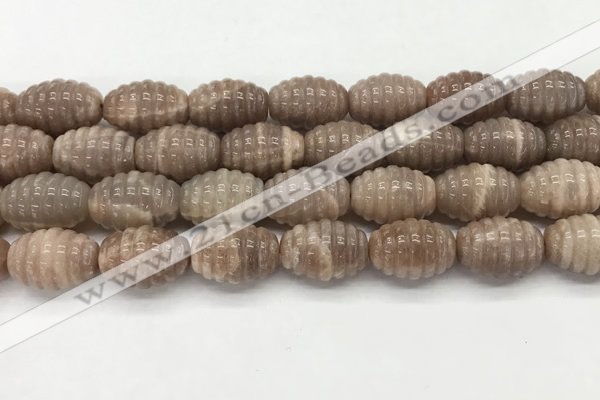 CFG1507 15.5 inches 15*20mm carved rice moonstone beads