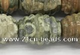 CFG1509 15.5 inches 15*20mm carved rice rhyolite gemstone beads