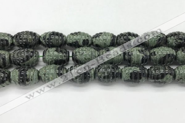 CFG1510 15.5 inches 15*20mm carved rice kambaba jasper beads