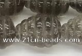 CFG1515 15.5 inches 15*20mm carved teardrop smoky quartz beads