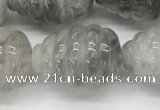 CFG1516 15.5 inches 15*20mm carved teardrop cloudy quartz beads