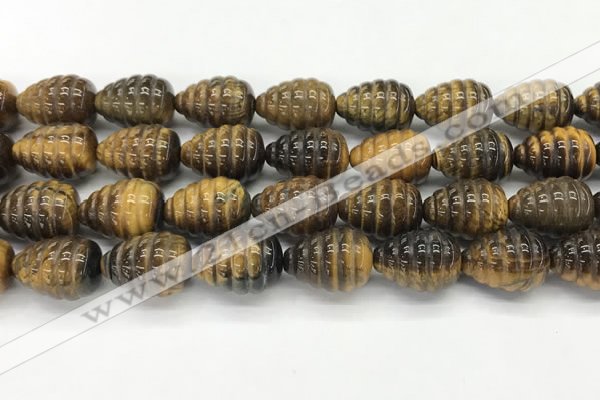 CFG1519 15.5 inches 15*20mm carved teardrop tiger eye beads