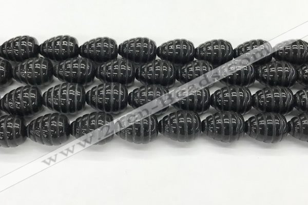 CFG1521 15.5 inches 15*20mm carved teardrop black agate beads