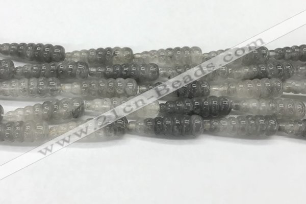 CFG1526 15.5 inches 10*35mm carved teardrop cloudy quartz beads