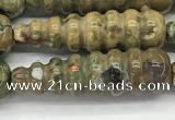 CFG1531 15.5 inches 10*35mm carved teardrop rhyolite gemstone beads