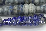 CFG1533 15.5 inches 10*35mm carved teardrop lapis lazuli beads