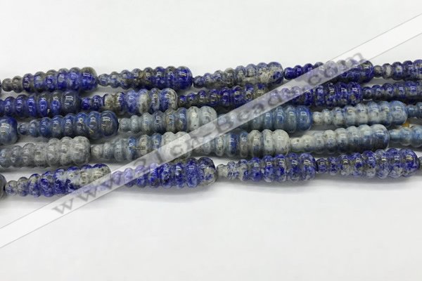 CFG1533 15.5 inches 10*35mm carved teardrop lapis lazuli beads