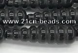 CFG1534 15.5 inches 10*35mm carved teardrop black agate beads