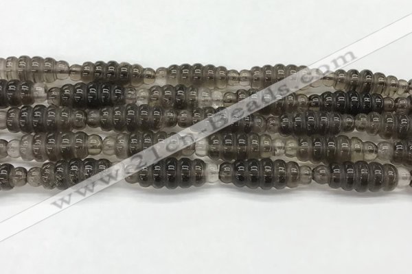 CFG1540 15.5 inches 10*30mm carved rice smoky quartz beads