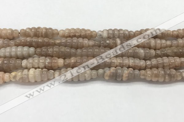 CFG1543 15.5 inches 10*30mm carved rice moonstone beads
