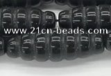 CFG1545 15.5 inches 10*30mm carved rice black agate beads