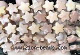 CFG1663 15 inches 14mm carved star orange jade beads
