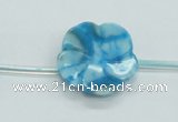 CFG18 15.5 inches 24mm carved flower blue crazy lace agate beads