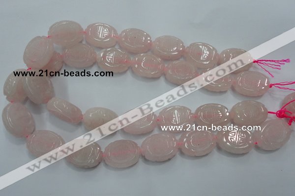 CFG206 15.5 inches 18*25mm carved oval rose quartz gemstone beads